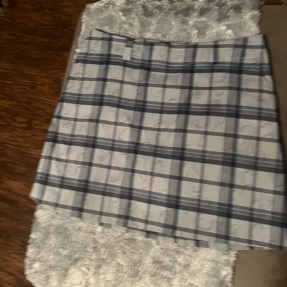 Nike Skort Womens 10 Gray Blue Plaid Golf Tennis Dri Fit Skirt Shorts Athletic